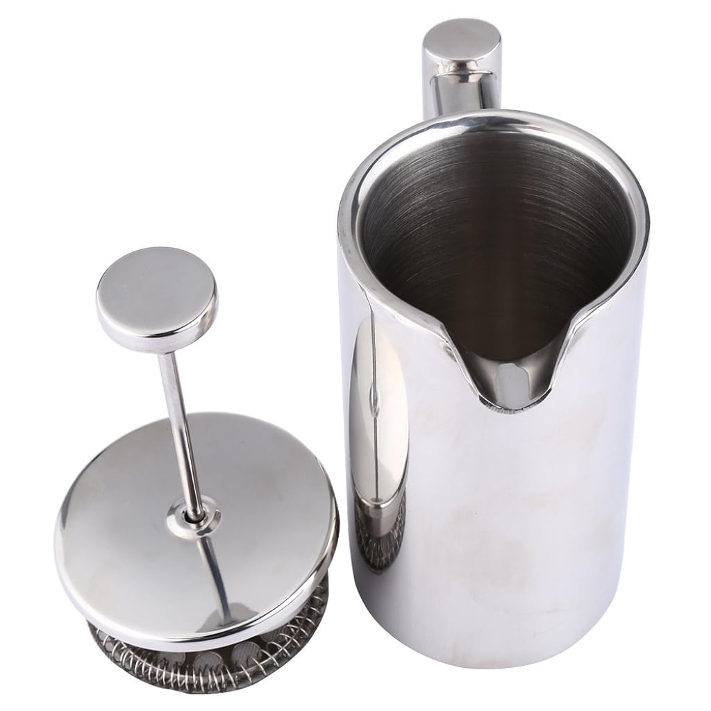 HASTHIP® French Press Coffee Maker 800ML Double Insulated 304 Stainless Steel with 4 Level Premium Filtration System Rust-Free Dishwasher Safe 3 PCS