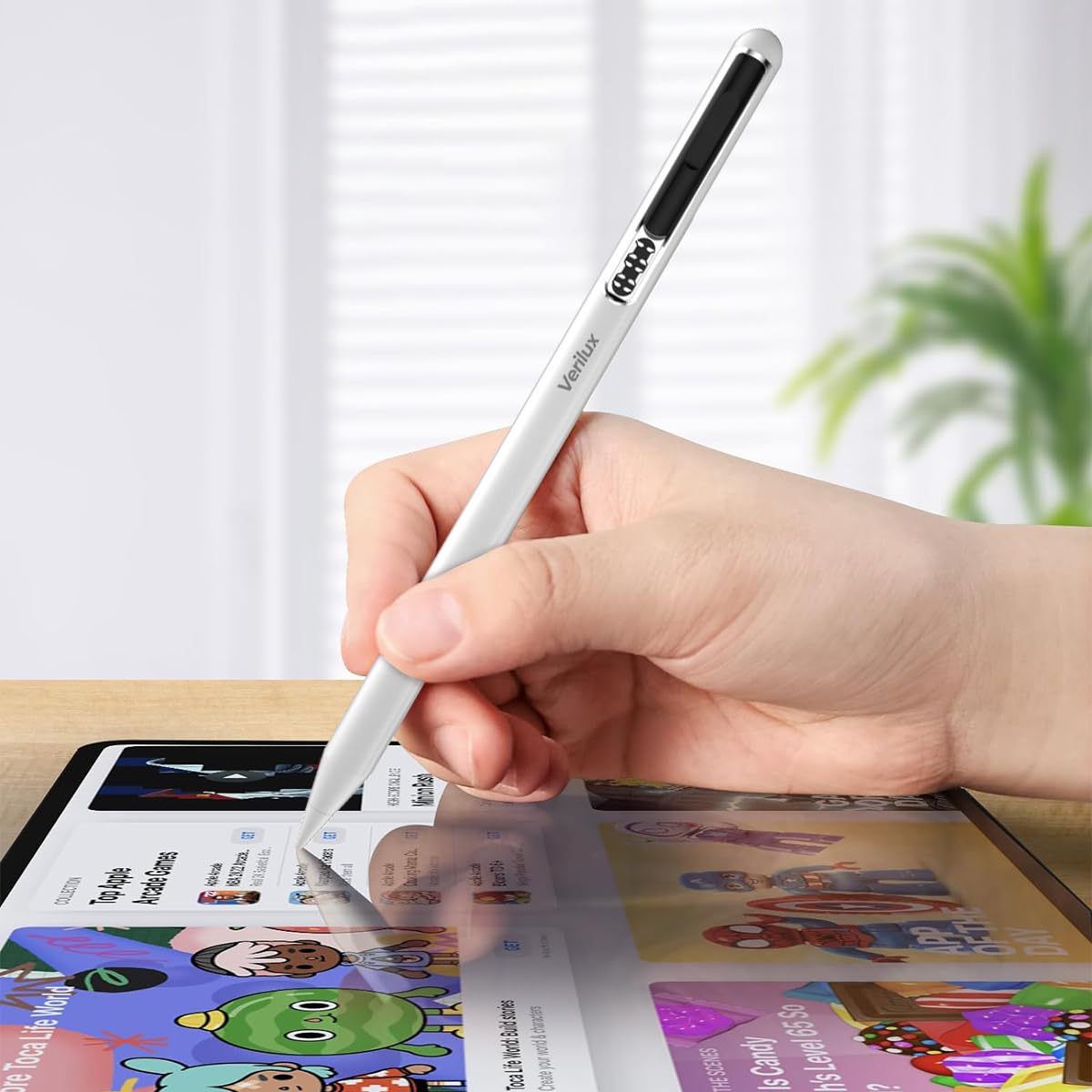 Verilux Stylus Pen for iPad, USB-C Apple Pencil with LED Power Display, Non-Bluetooth Connection Stylus Pen Compatible with iPad Pro 12.9/11