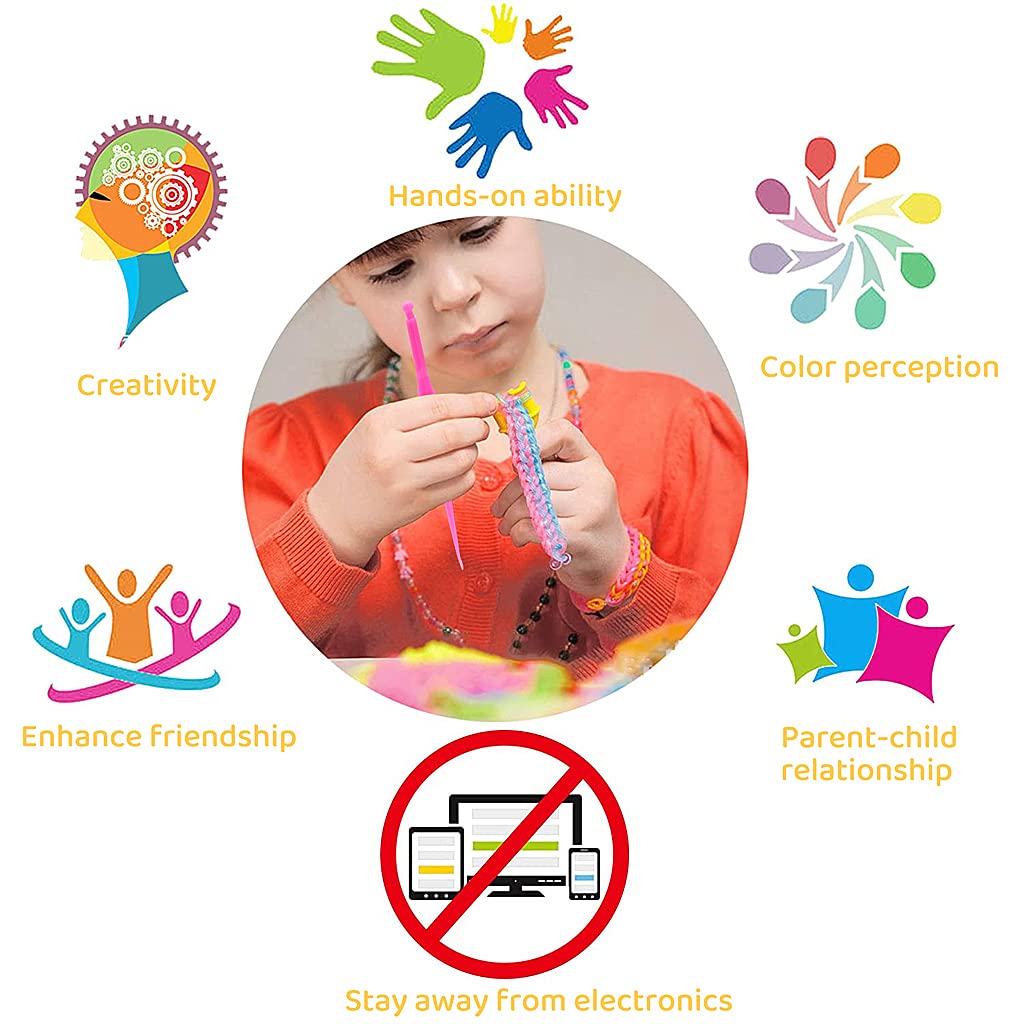 PATPAT 1150+ 20 Color Loom Rubber Bands Set, ,Gift Rainbow Rubber Bands Bracelets Making Kit for Girls/Sisters Include Rubber Bands, Charms, Hooks, Beads, Crochet, Loom, Clips Accessories DIY Kit