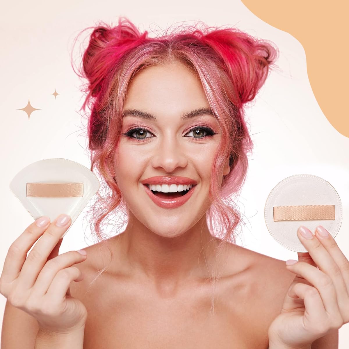MAYCREATE 2pcs Makeup Sponge Beauty Blender Sponge Ultra Soft Triangle Round Powder Puff for Liquid Foundation Concealer And Powder - Wet & Dry Dual Use