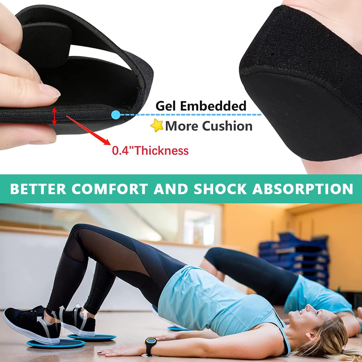HANNEA 1 Pair Heel Protectors, Plantar Fasciitis Heel Cups with Silicone Gel Toe Cap, Heel Cushions Protectors Adjustable Breathable Heel Pads for Women Men Heel Cracked Pain Relief