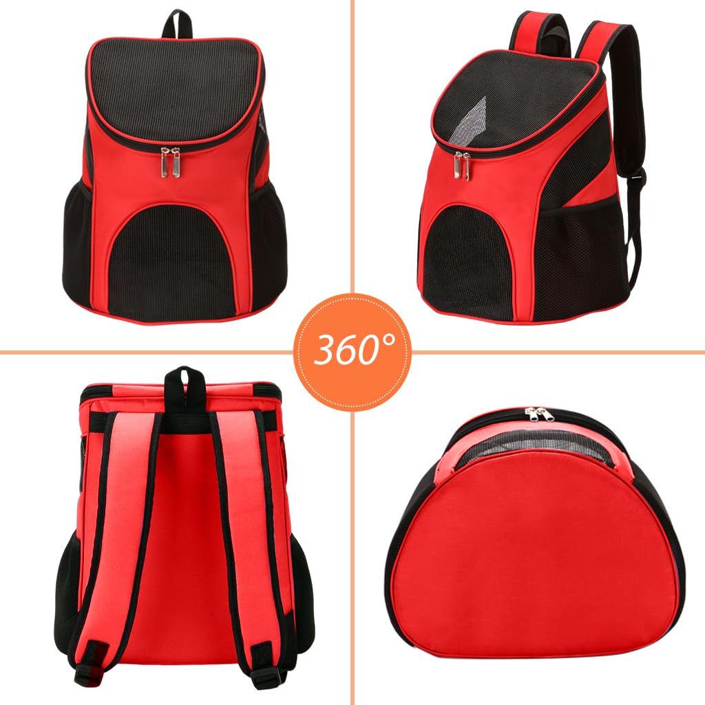 Qpets Cat Bag Cat Carrier Backpack Travel Cat Bag Carrier Backpack Breathable Nylon Mesh Cover Pet Carrier Backpack for Small Middle Cat, Puppy Kittens Within 15kg