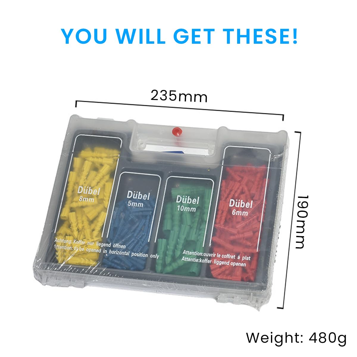 Serplex 300Pcs Twist Drill Bits Drywall Anchors Screwdriver Bits 2-10mm Twist Drill Bits Carbon Steel Drill Bits 4 Sizes Drywall Anchors Universal Twist Drill Bits Power Drill Bit Set with Box