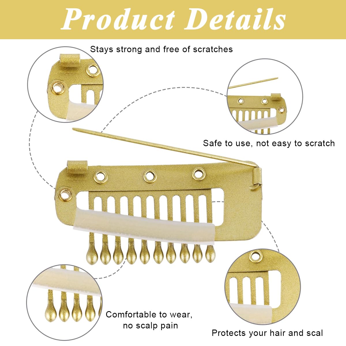 MAYCREATE 6pcs Chunni Clips Dupatta Clips for Hair, Dupatta Pin for Bride Veil, Strong Grip Stainless Steel Bridal Dupatta Setting Clip with Safety Pins, Headscarf or Hair Extensions Clips