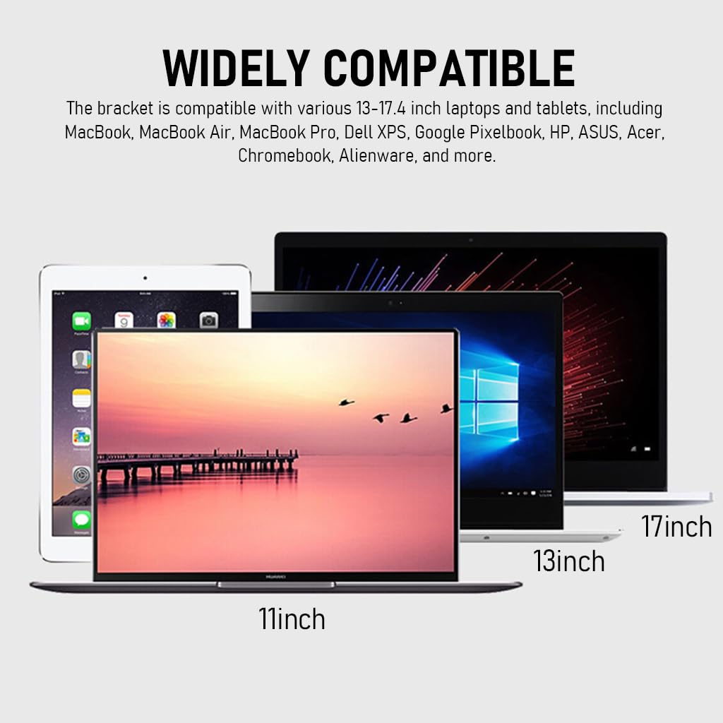 Verilux Aluminium Laptop Stand Laptop Vertical MacBook Stand Holder Laptop Organizer Anti-Slip Laptop Stand Laptop Riser for 13-17.4 inch MacBook Lenovo