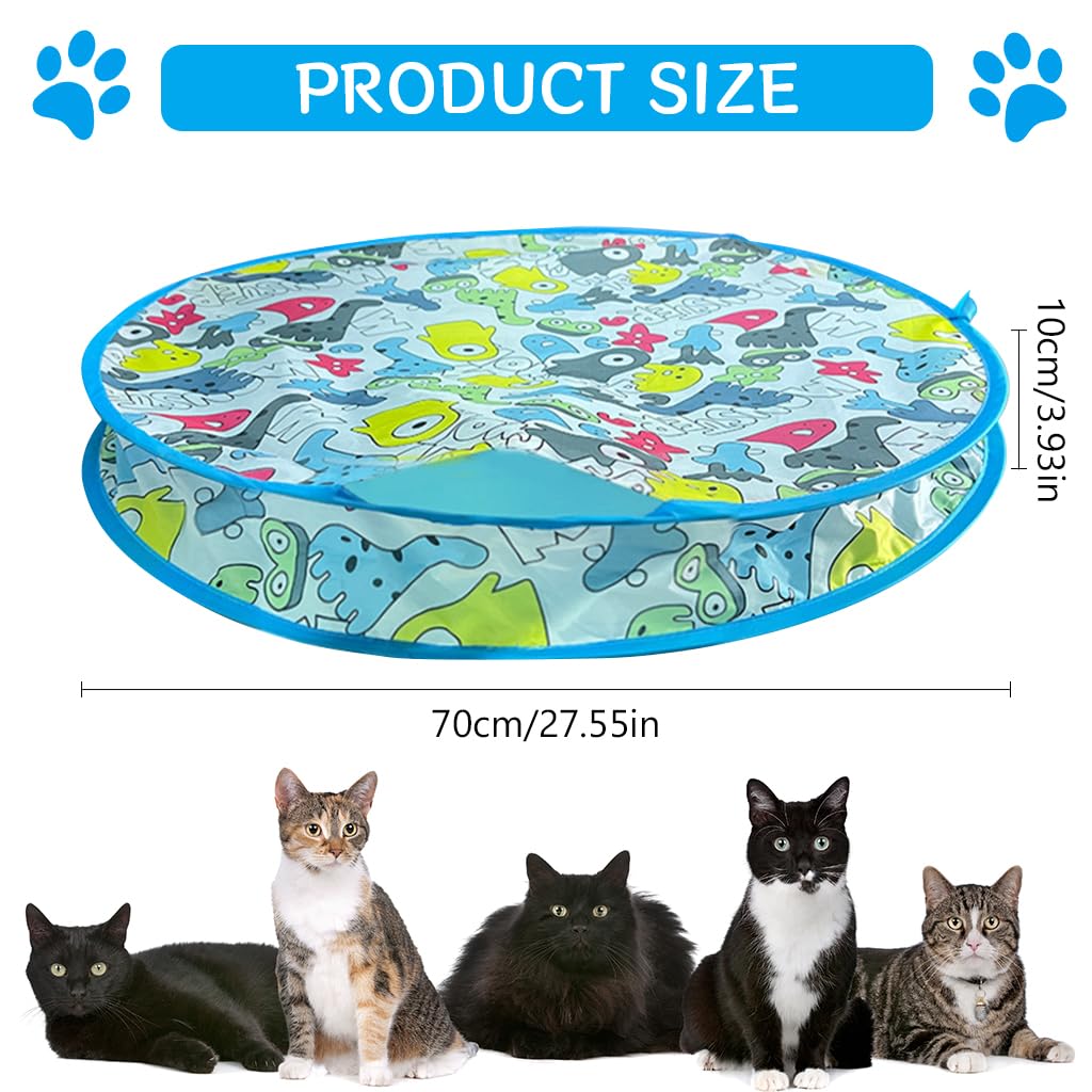 Qpets Cat Toy Electric Self-Rolling Ball Cat Chasing Toy Ball with 27.5 inches Folding Game Chasing Play Cover USB Rechargeable Self Spinning Ball Toy Chasing Toy Ball for Cats, Dogs