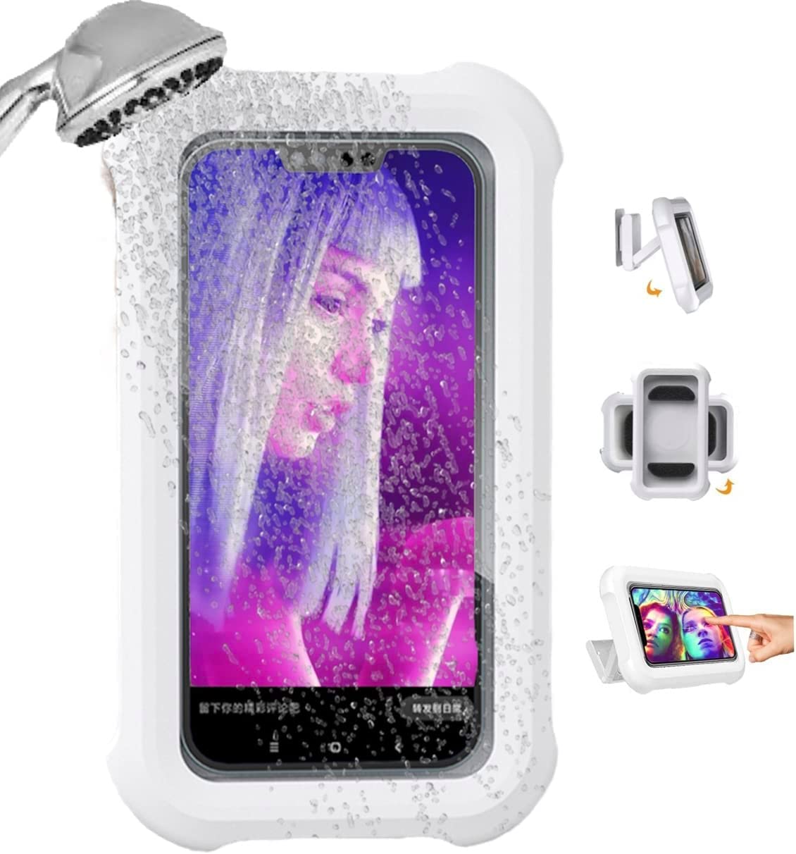 ZORBES Shower Phone Holder Waterproof, Anti-Fog Universal Phone Stand Case with HD Touch Screen and 480¡ãRotation Design, Bathroom Wall Mount Waterproof Pouch for iPhone 14 13 12 11 Pro Max XS XR