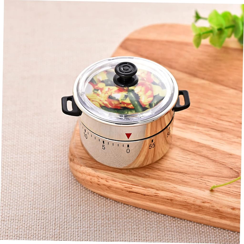 Supvox® Timer - Mechanical Timer for Baking Cute Kitchen Alarm Countdown Timers Unique Pressure Cooker Shape Practical Reminder for Cooking and Baking Lightweight-Metallic