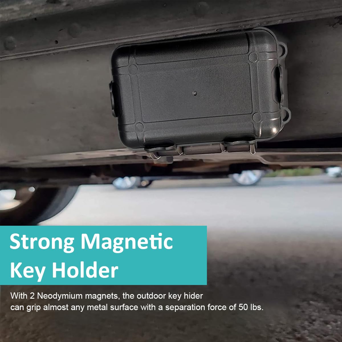 Serplex Magnetic Storage Box Dual Magnet Design Waterproof Magnetic Keys Storage Box with Snap Buckles Portable Outdoor Small Magnetic Stroage Box for Keys, Accessories, Tools, 12x7x4cm