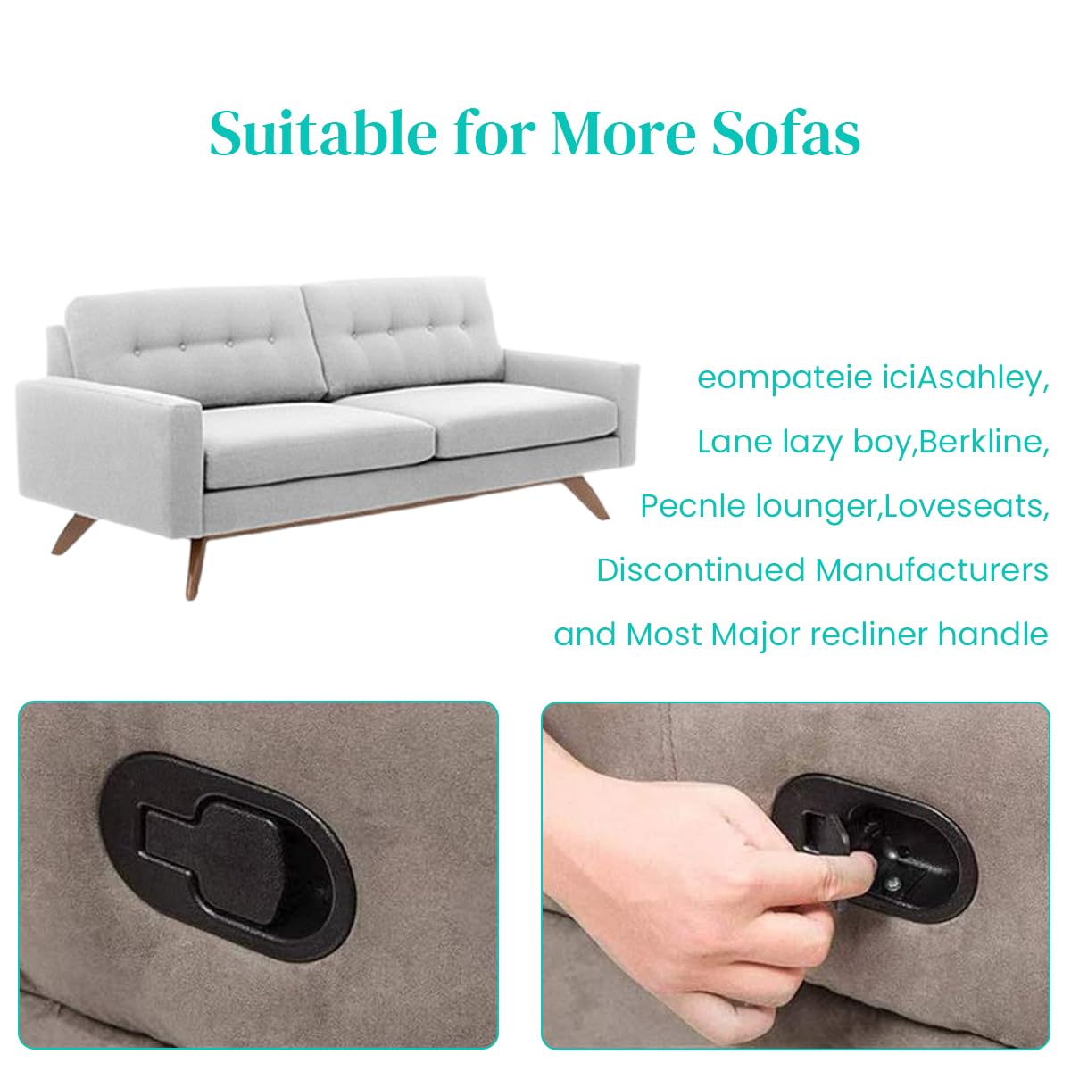 Serplex Metal Recliner Sofa Handle Replacement Parts with Cable, Couch Release Lever Pull Handle, Fits for Ashley and Most Recliner Sofa Brand, Exposed Cable Length 4.9inch