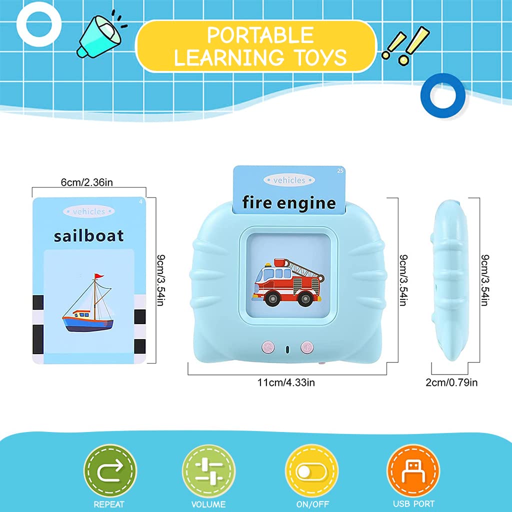 PATPAT Talking Flash Cards Learning Toys, English Words Learning Machine for Kids,Reading Machine with 112 Flash Cards Spelling Game Gifts for Preschool Kids Boys Girls Toddlers Age 2 3 4 5 6 7 8