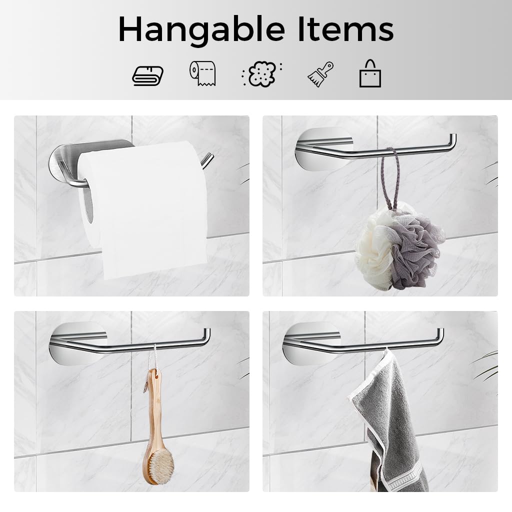 ZIBUYU Stainless Steel Toilet Paper Holder Rack Wall Self Adhesive Toilet Paper Roll Holder Bathroom Toilet Paper Holder Rack Kitchen Dish Cloth Rack