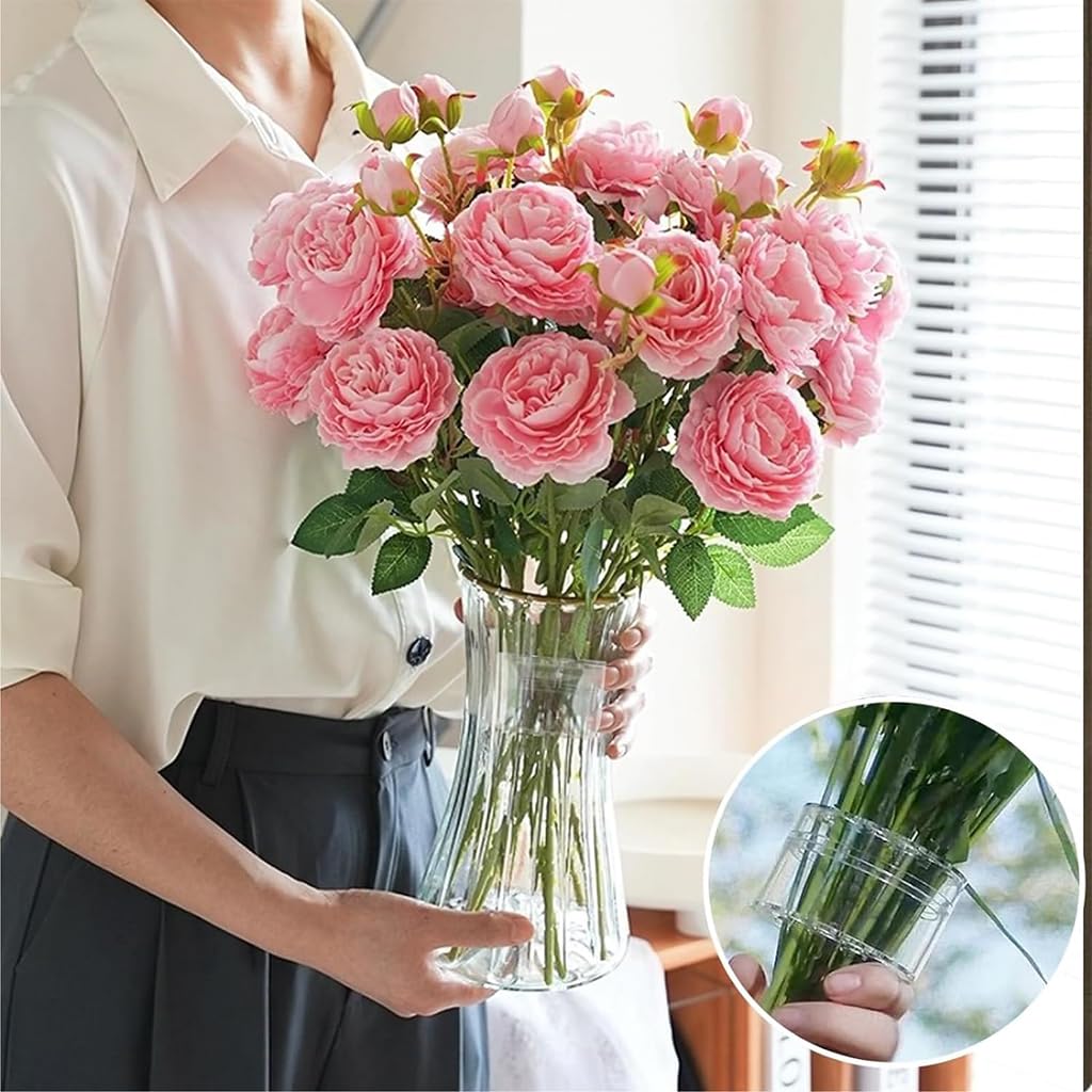 HASTHIP Flower Arrangement Holder, Spiral Stem Holder for Vases, Ikebana Flower Arranger, Acrylic Floral Grid for Flower Arrangement, Spiral DIY Bouquet Twister Flower Holder (Clear, L)
