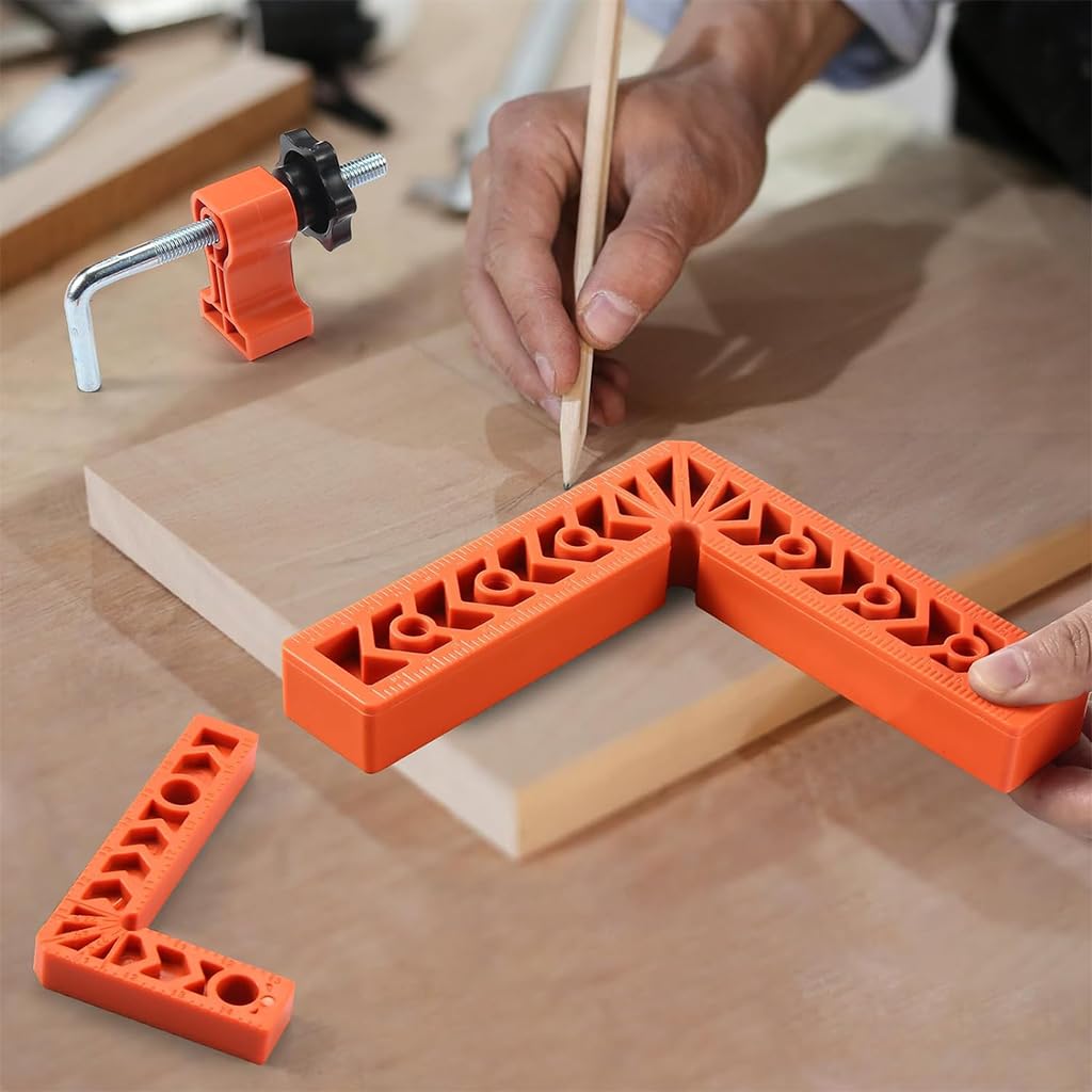 Serplex 90 Degree Carpenter Square Positioning Tools, 3'' & 4'' Right Angle Positioning Tool with 8 Clamps Carpenter Tools For Wood Work Corner Clamps Woodworking Tool for Pictures Frames, Cabinets