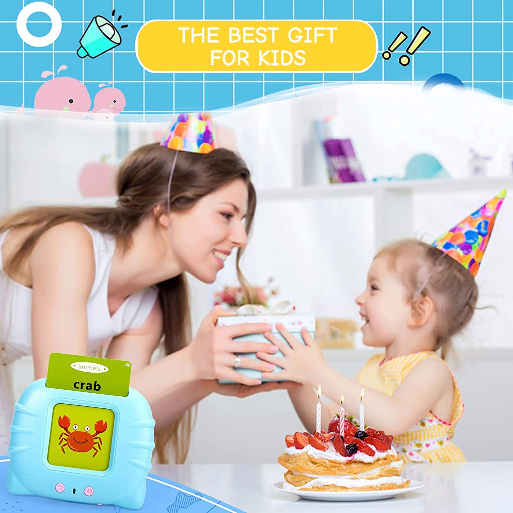 PATPAT Talking Flash Cards Learning Toys, English Words Learning Machine for Kids,Reading Machine with 112 Flash Cards Spelling Game Gifts for Preschool Kids Boys Girls Toddlers Age 2 3 4 5 6 7 8