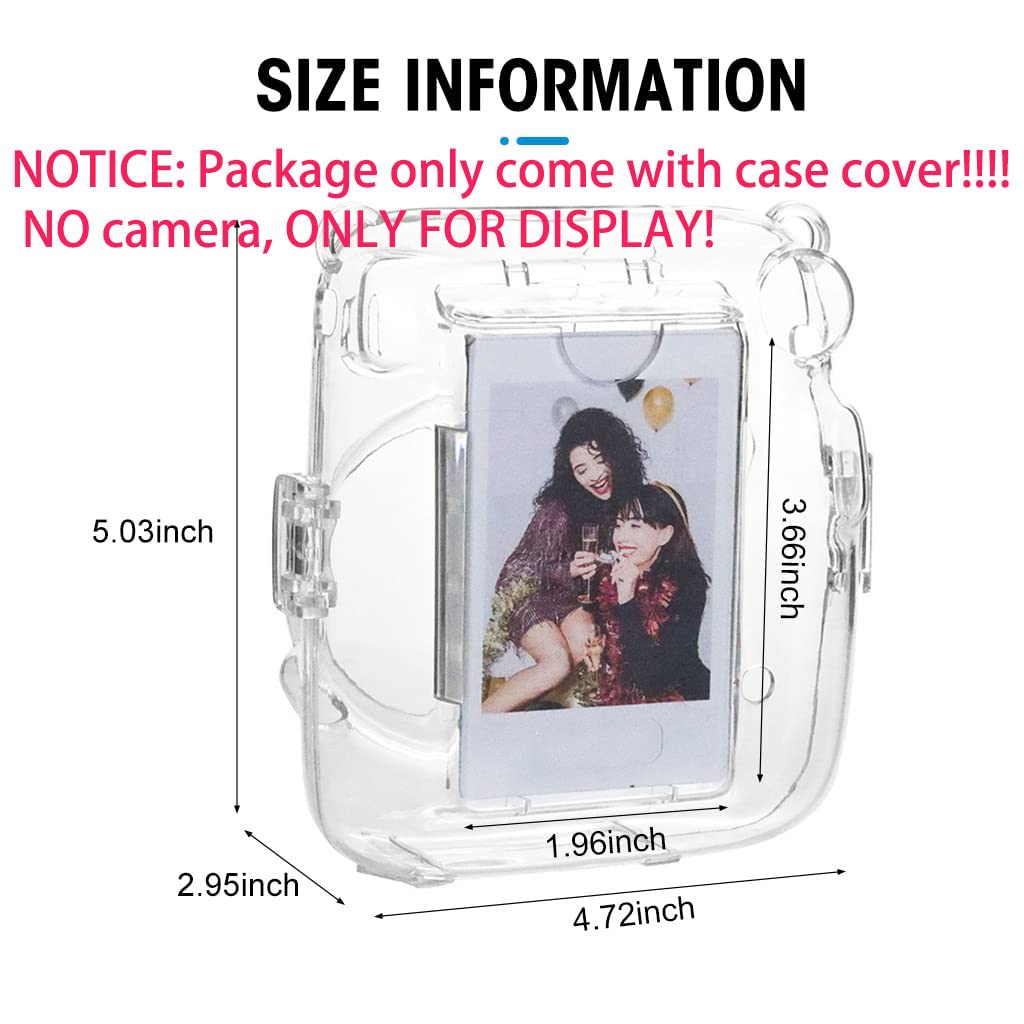 ZORBES Instax Mini 11 Case Cover, Crystal Protective Camera Case for Fujifilm Instax Mini 11, with Flim Sheet Holder, Easy Install Shell Cover with Shoulder Strap for Intex Camera Mini 11 (case only