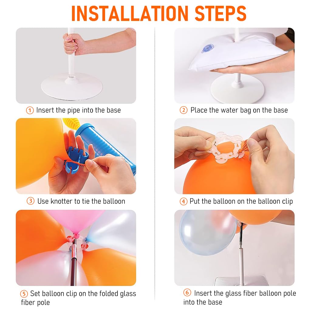 HASTHIP Balloon Arc Stand for Decoration, 9FT Height Adjustable Balloon Arch Stand: Balloon Arch Frame with Base, Complete Accessories Set for Wedding Baby Shower Birthday Party Supplies Decorations