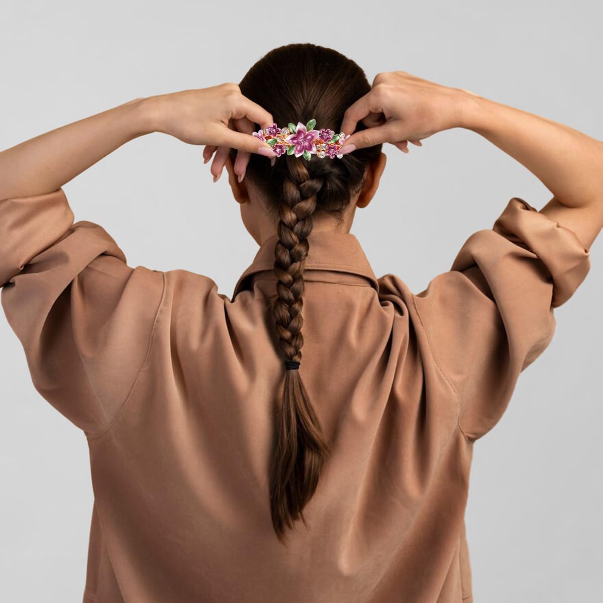 MAYCREATE Barrette Hair Clips for Women, Luxurious Flower Spring Hair Clip, Stylish Metal Crystal Hair Barrettes Accessories Ponytail Holder for Daily, Mothers Day Gift
