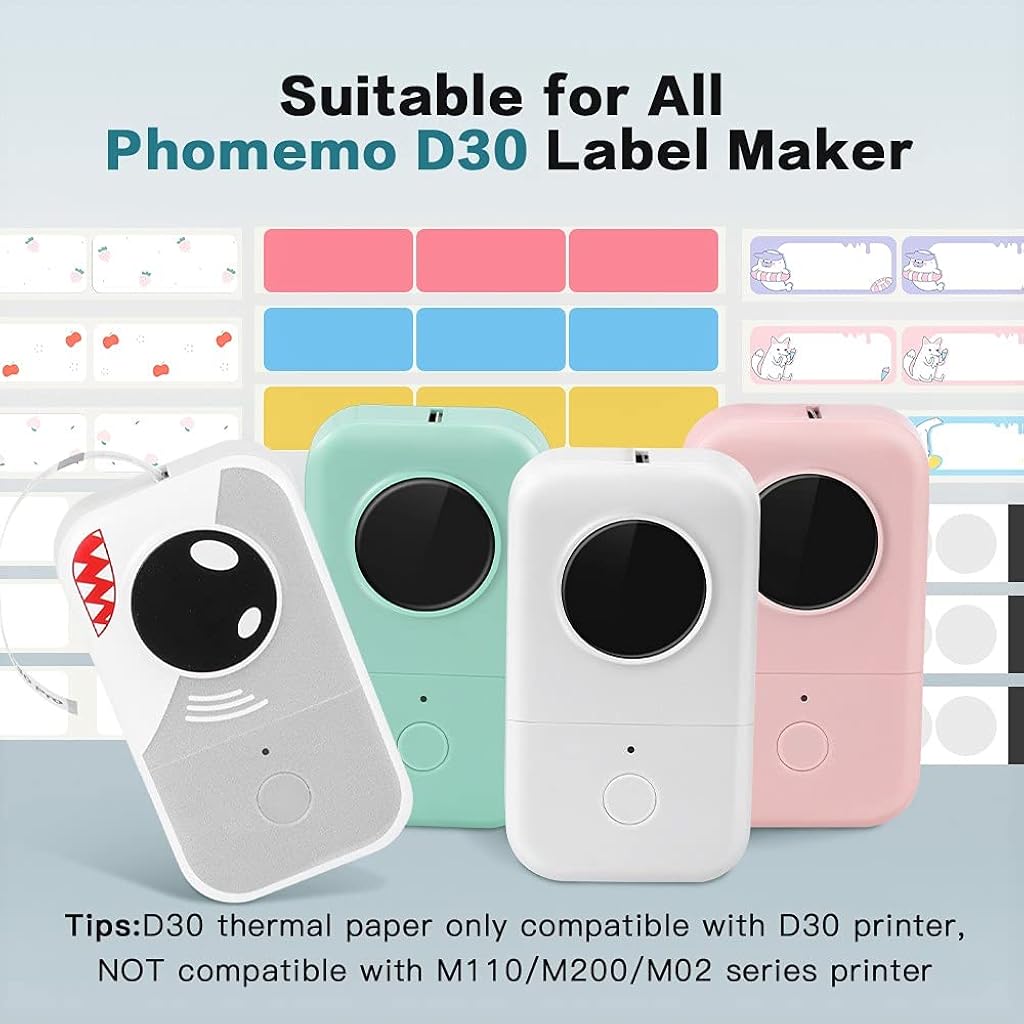 HASTHIP Thermal Label Roll for D30 3 Rolls Thermal Label Print Paper Unique Nebula Pattern Print Label Paper 12mm x 40mm, 160 Labels per Roll, D30 Thermal Label Roll Replacement