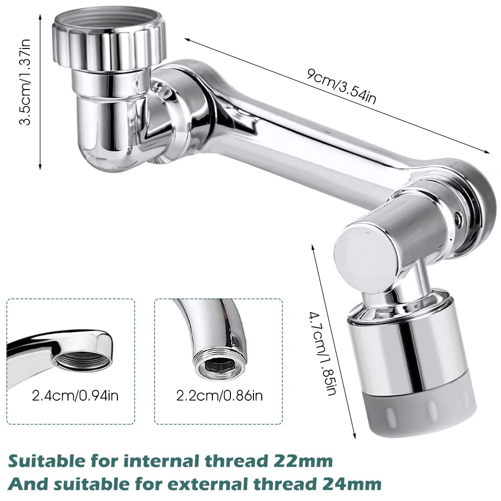 HASTHIP Swivel Faucet Extender, 1080° Rotatable Multifunctional Extension Faucet, Universal Sink Water Aerator, 2 Mode Splash Nozzle Filter Extension, Can Be Used for Bathroom Sink, Kitchen Sink
