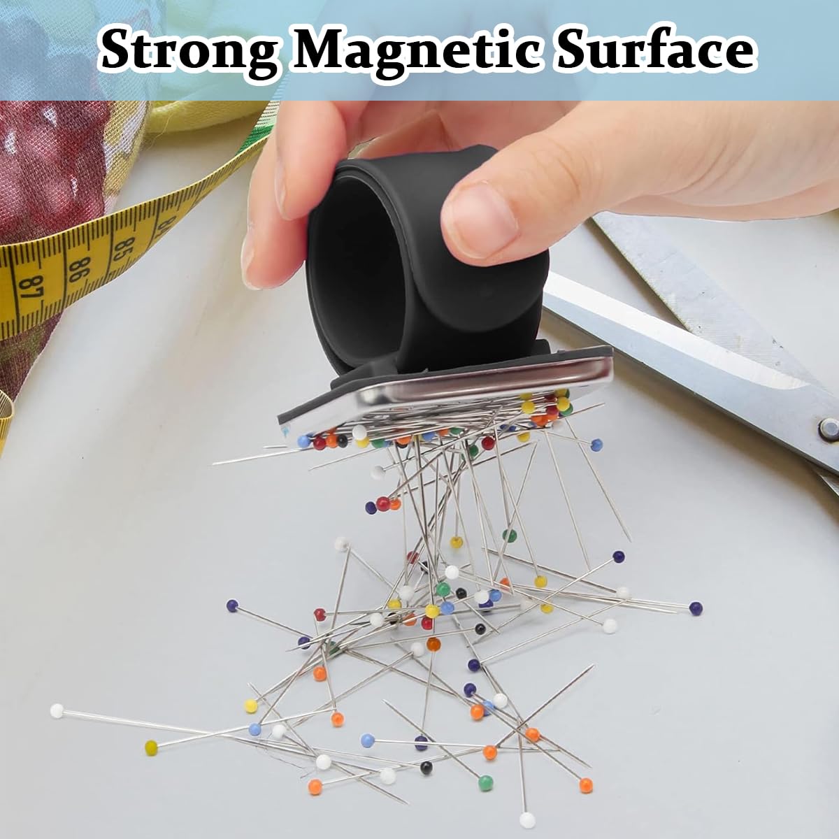 HASTHIP Sewing Pins Accessories Kit 200Pcs Sewing Pins with Magnetic Pin Holder & Flower Pin Cushion Wristband, Sewing Clips, Seam Rippers, Sewing Scissor, DIY Sewing Accessories Tools
