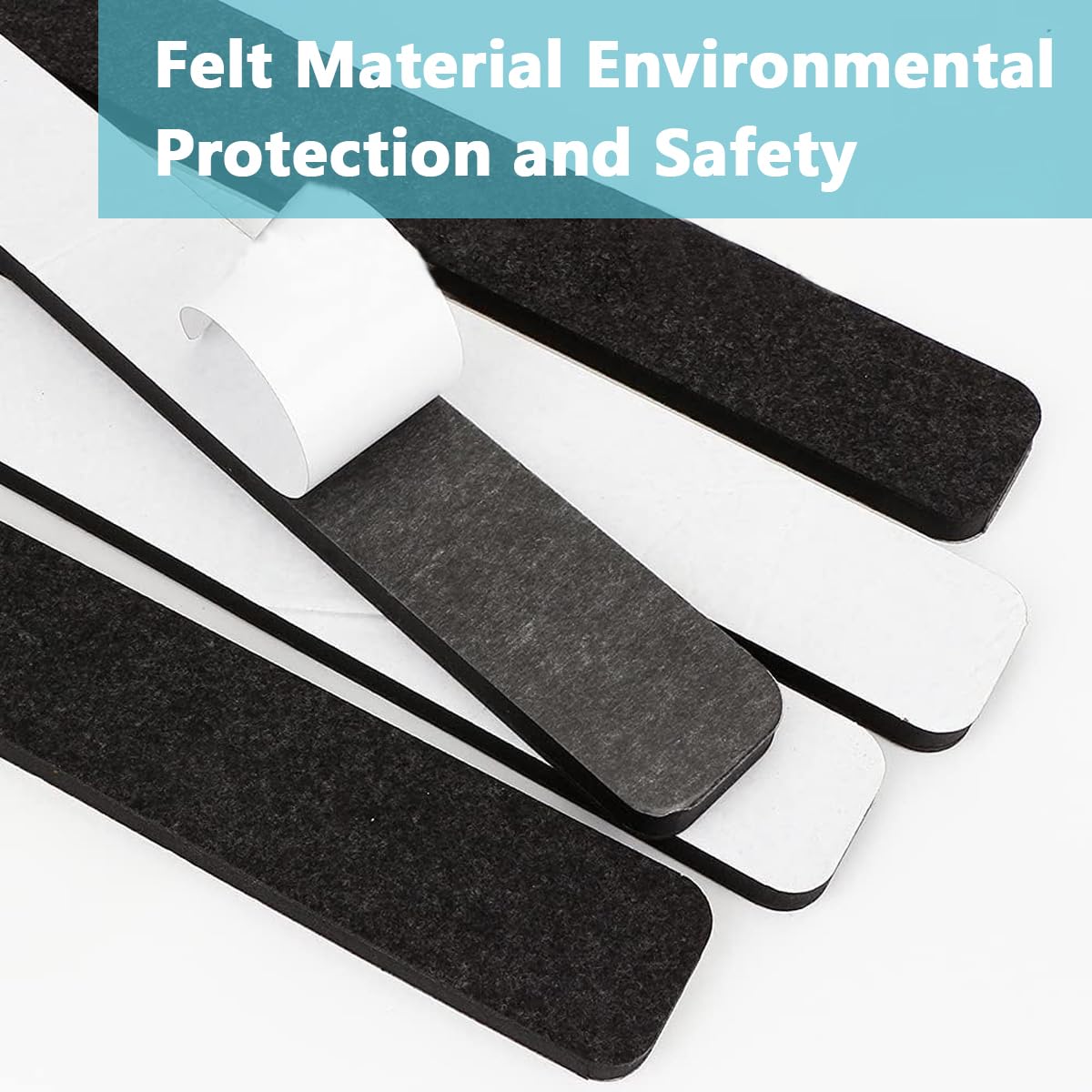 Climberty 5 Pack Felt Bulletin Board, Vision Board Felt Message Board with 35pcs Drawing Pins, Self-Adhesive Lightweight Bulletin Board Strips for Paste Notes, Photos, Schedules (Black)