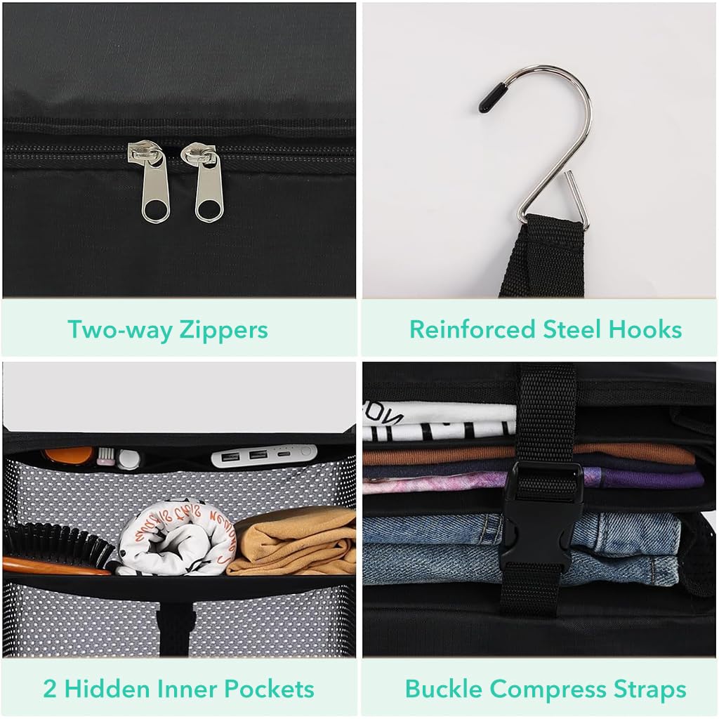 HASTHIP Wardrobe Hanging Organizer Multilayer Clothes Organizer for Wardrobe Folding Travel Hanging Organizer with Zipper Pouch Space Saving Wardrobe Clothing Organizer Bag