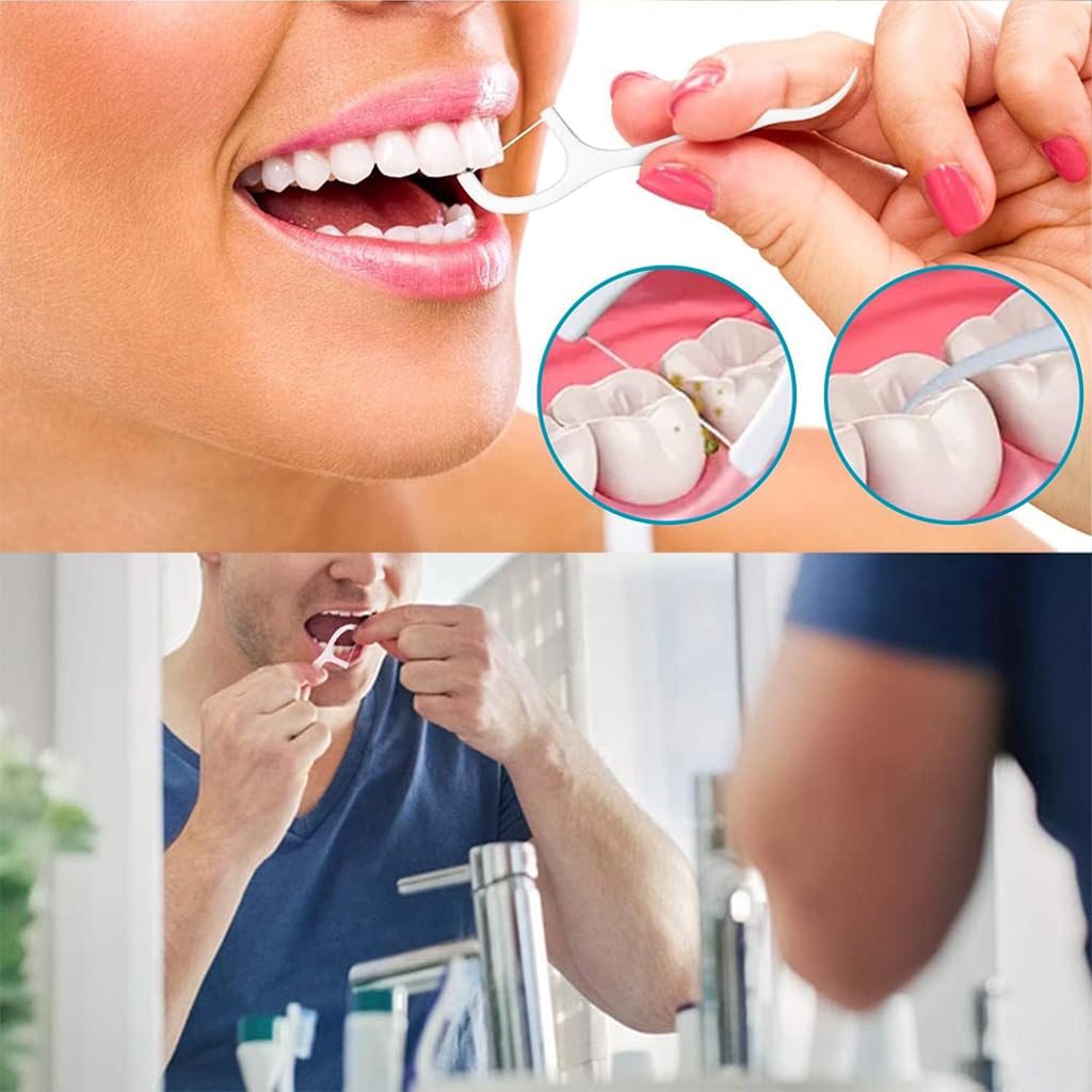 HANNEA 324pcs Dental Picks Teeth Cleaning Picks Dental-Floss Oral Hygiene Dual Head Dental-Floss Disposable Travel Dental-Floss