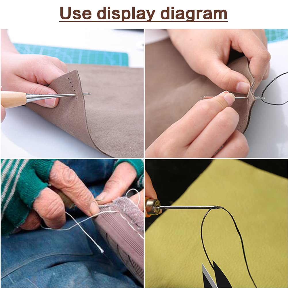 HASTHIP Leather Sewing Kit, Leather Working Kit with Large-Eyed Stitching Needles, Waxed Thread, Leather Upholstery Repair Kit, Leather Sewing Tools for DIY Leather Craft with Storage Bag