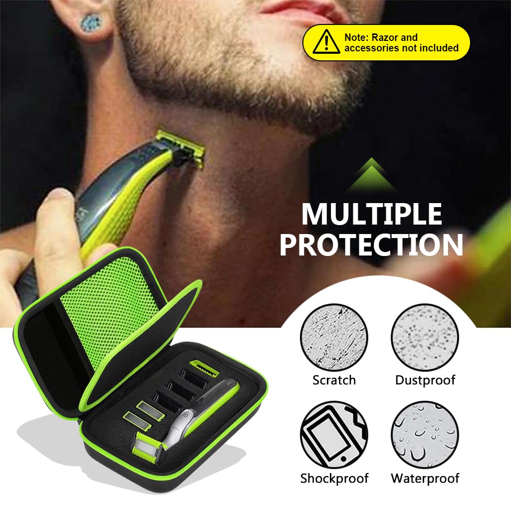 HANNEA Hard Case PU Storage Bag phi-lips Electric Shaver Travel Carry Bag with Hand Strap Organizer Bag for phi-lips Norelco OneBlade QP2520, QP2530, QP2620, QP2630, No phi-lips Shaver Included