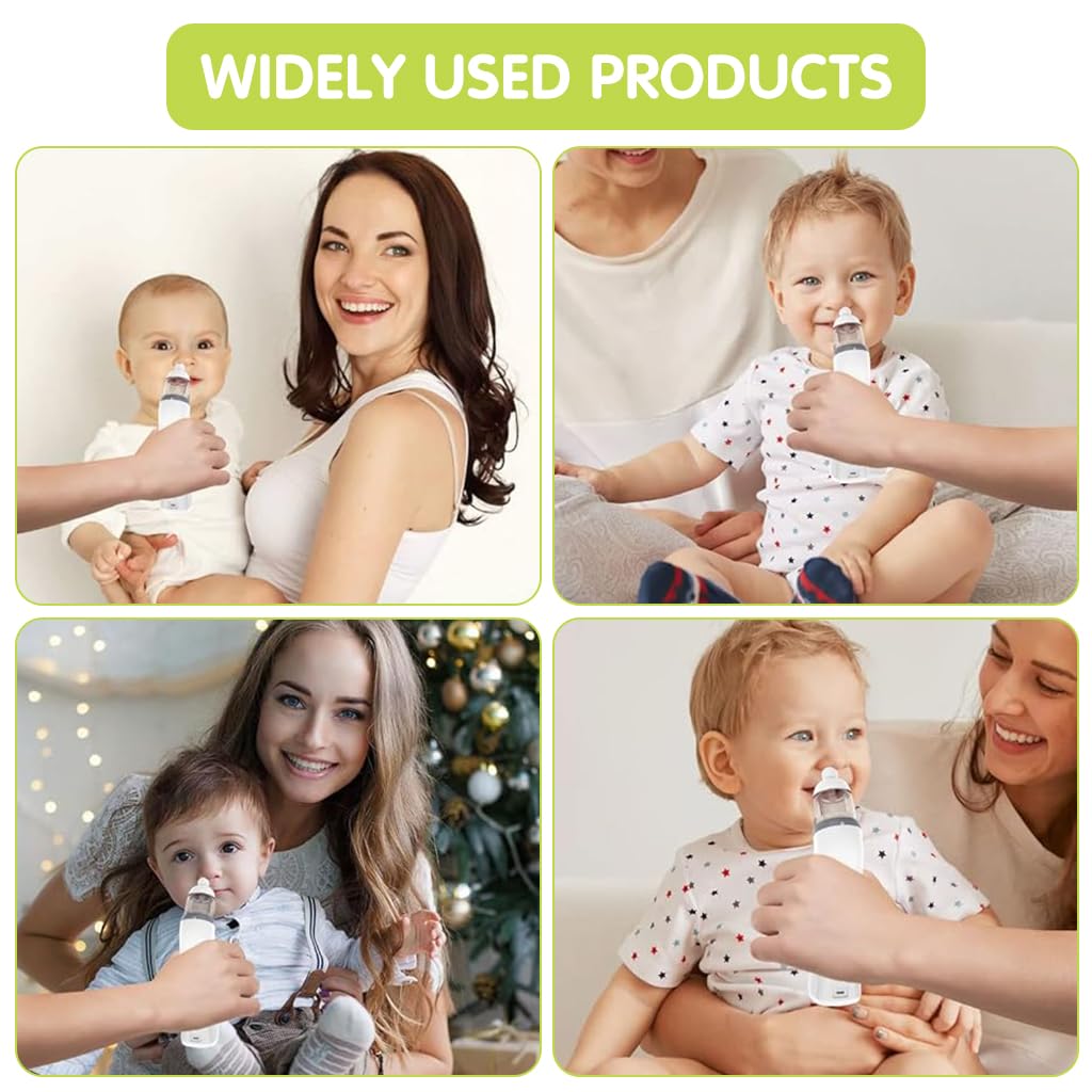 SNOWIE SOFT USB Nasal Aspirator for Baby with Light & Music, 5 Levels & 3 Tips, Electric Baby Nose Suction, Baby Nose Sucker Baby Mucus Remover Toddlers Nose Cleaner Electric Nasal Sucker (White)