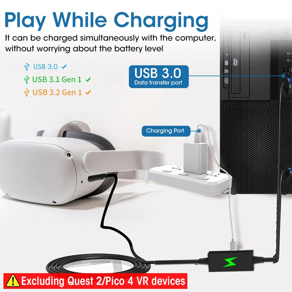 Zeitel Link for Oculus Quest 2 Cable, 16.4Ft USB 3.2 to USB C Link Cable for Oculus Quest 1 2/PICO Neo 3/PICO 4, USB to Type C Quick Charging Cable, 5Gbps Data Transfer VR Streaming Cable