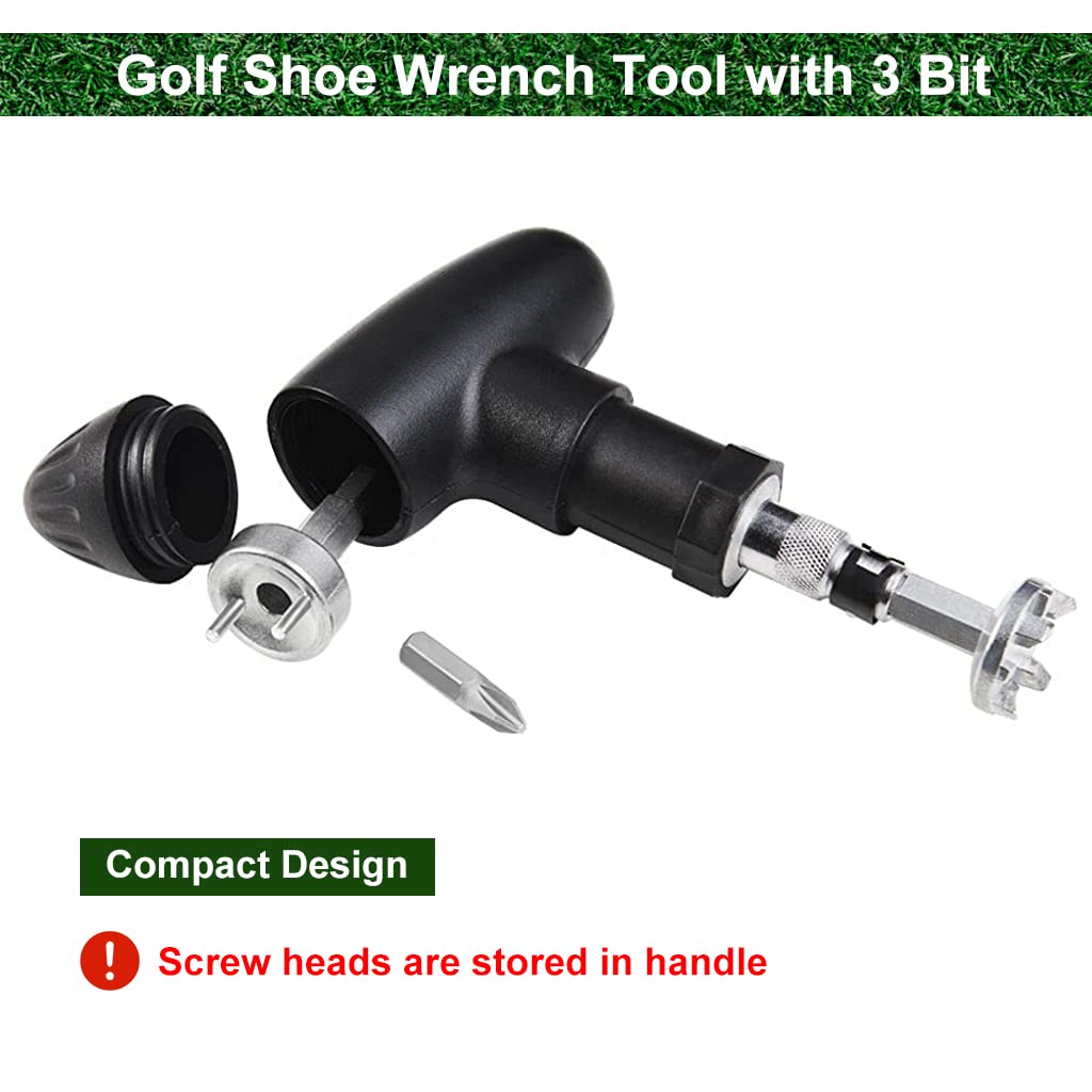 Proberos Golf Shoe Spike Pro Wrench Tool with 3 Bit, Portable Golf Shoes Spike Wrench Remove Replacement Tool Cleats Golf Tool