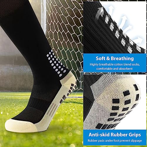 Proberos® Sport Socks Athletic Over-the-calf Rubber Anti-slip Soccer Breathable Compression Sports Indoor Training One Size for Men Women One Pair 3PCS