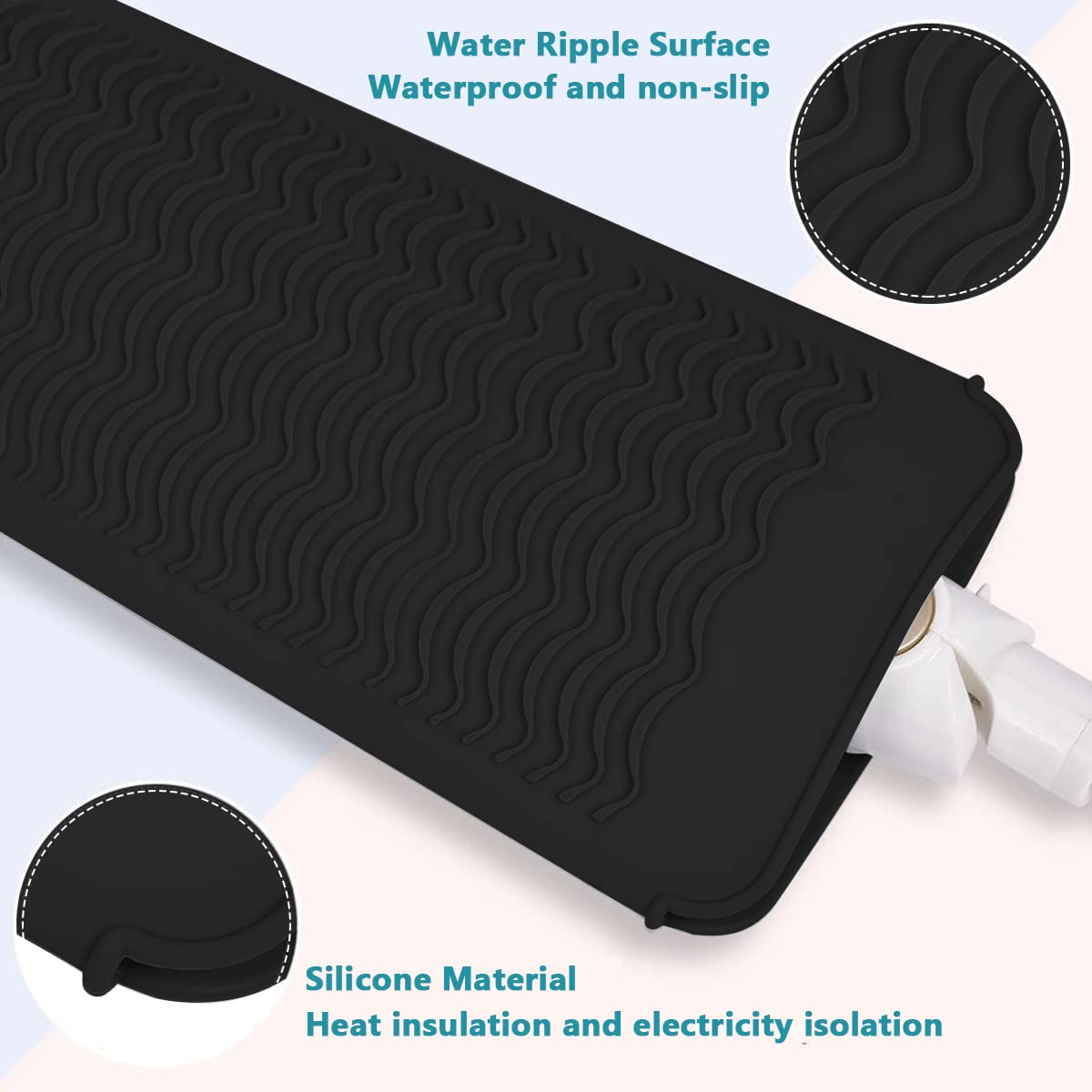MAYCREATE Heat Resistant Silicone Mat Pouch, Mat Cover for Curling Irons, Hair Straightener, Flat Irons and Other Hot Hair Tools, Black