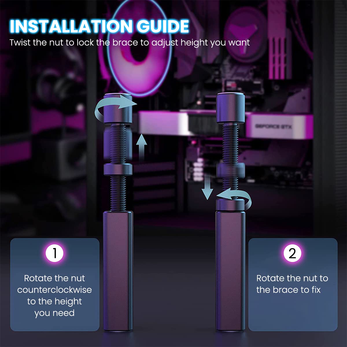 ZORBES Graphics Card Bracket, Aluminum Alloy Graphics Card Holder Bracket, GPU Stand. Adjustable Height Graphics Card GPU Brace Support Video Card Sag Holder Bracket Support Desktop Computer PC