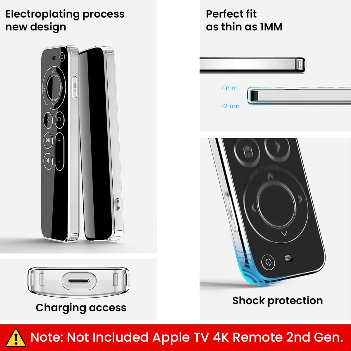 ZORBES Black TPU Case for Apple TV 4K Remote 2nd Gen. Apple TV 4K Case Remote 2nd Generation, TPU Anti-Scratch Protective Case Cover for Apple TV 4K Remote 2nd Gen