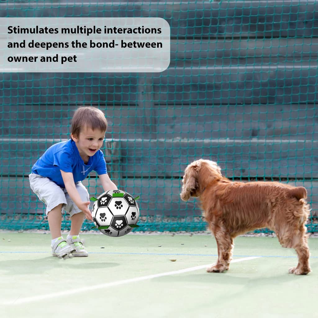 Qpets 6 Inch Dog Ball for Small Dogs Soccer Ball with Straps, Interactive Dog Toys Throw and Catch Toy, Dog Water Toy, Durable PU Dog Balls for Small & Medium Dogs