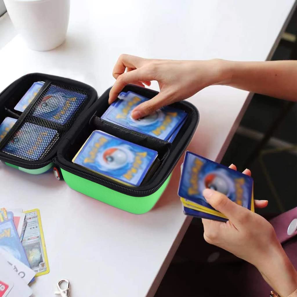 PATPAT Poke-mon Trading Cards Holder Organizer for 200 Trading Cards Game Cards EVA Hard Case Poke-mon Cards Collection Bag Poké Ball Game Cards Case Gifts for Kids Boys Girls, Green