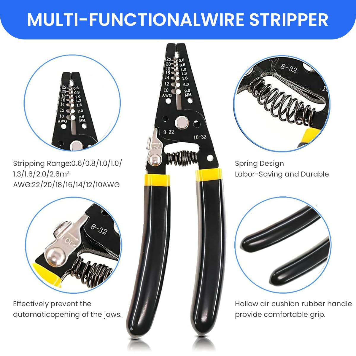 Serplex Solar Crimper Tool Kit Wire Stripper Crimping Tool with Tool Bag, 5 Pairs MC4 Connectors, Spanner Wrench for Solar Panel Cable Assembly and Installation
