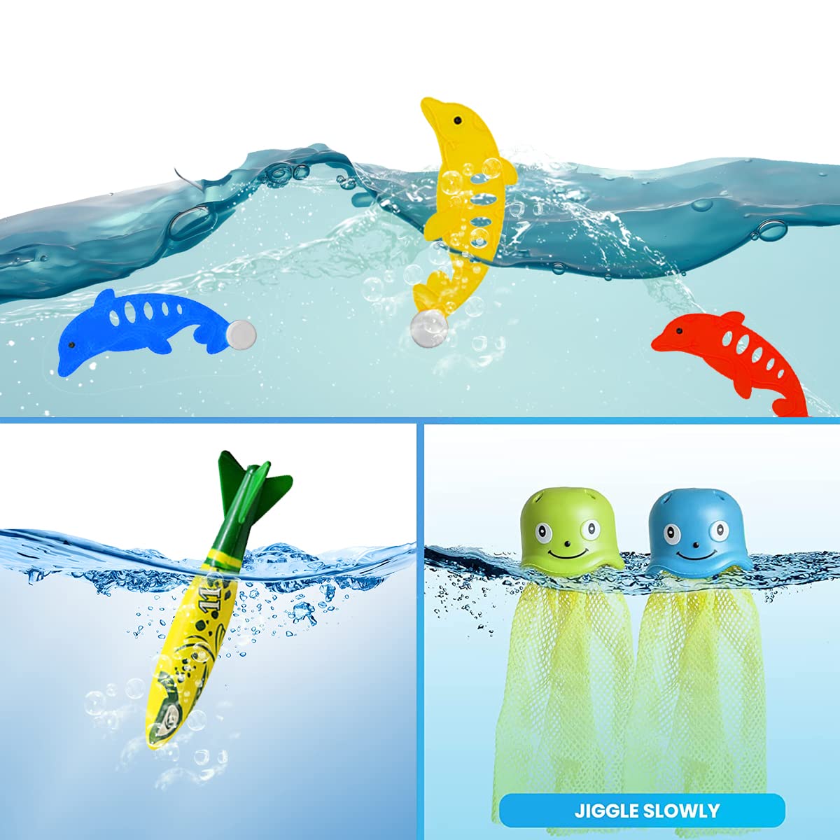 PATPAT Pool Toys for Kids 27PCS Diving Toys Summer Swimming Pool Toys for Kids with Storage Bag Cartoon Water Toys for Kids Fun Pool Game Outdoor Toys for Beach Bath Summer Underwater Practice
