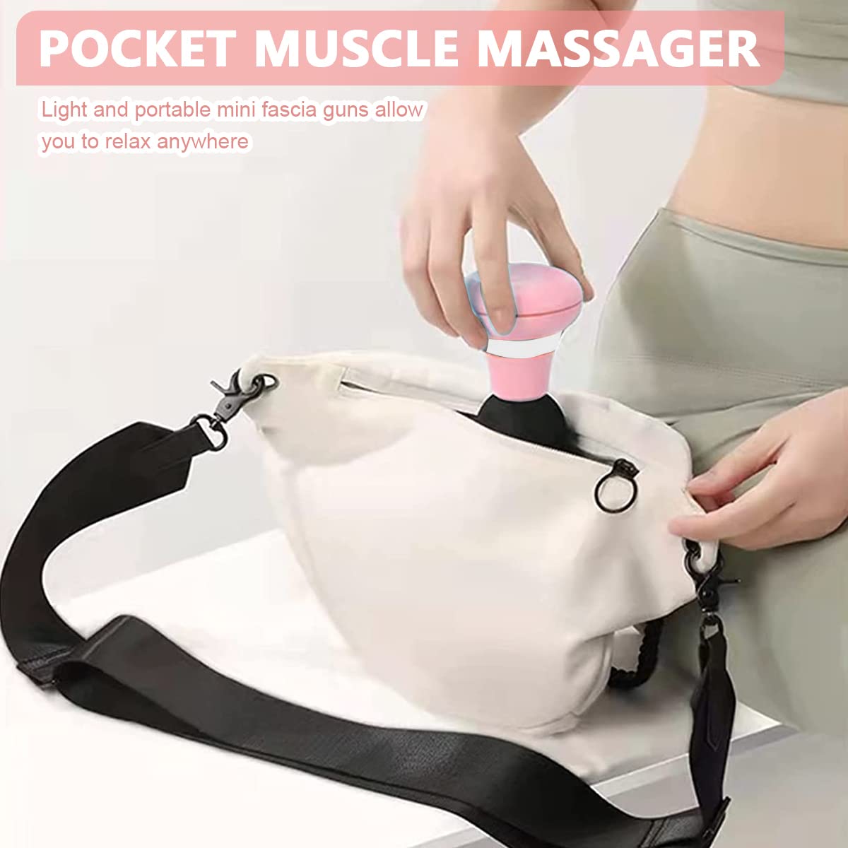 MAYCREATE Mini Electric Handheld Massager For Shoulder, USB Rechageable Vibrating Deep Muscle Stimulator Powerful 6 Vibration Modes for Back Full Body Muscle Pain Relief