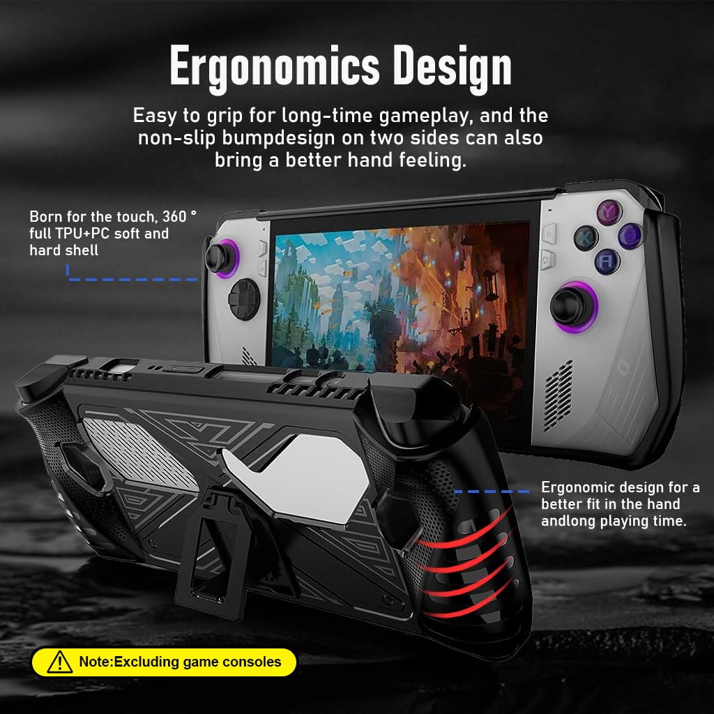 ZORBES Case for Rog Ally, TPU Case Anti-scratch TPU Cover for Rog Ally Protective Cover with Folding Kickstand, Non-Slip Protective Case Skin Cover for Rog Ally Game Handheld 2023, Not Included Rog Ally