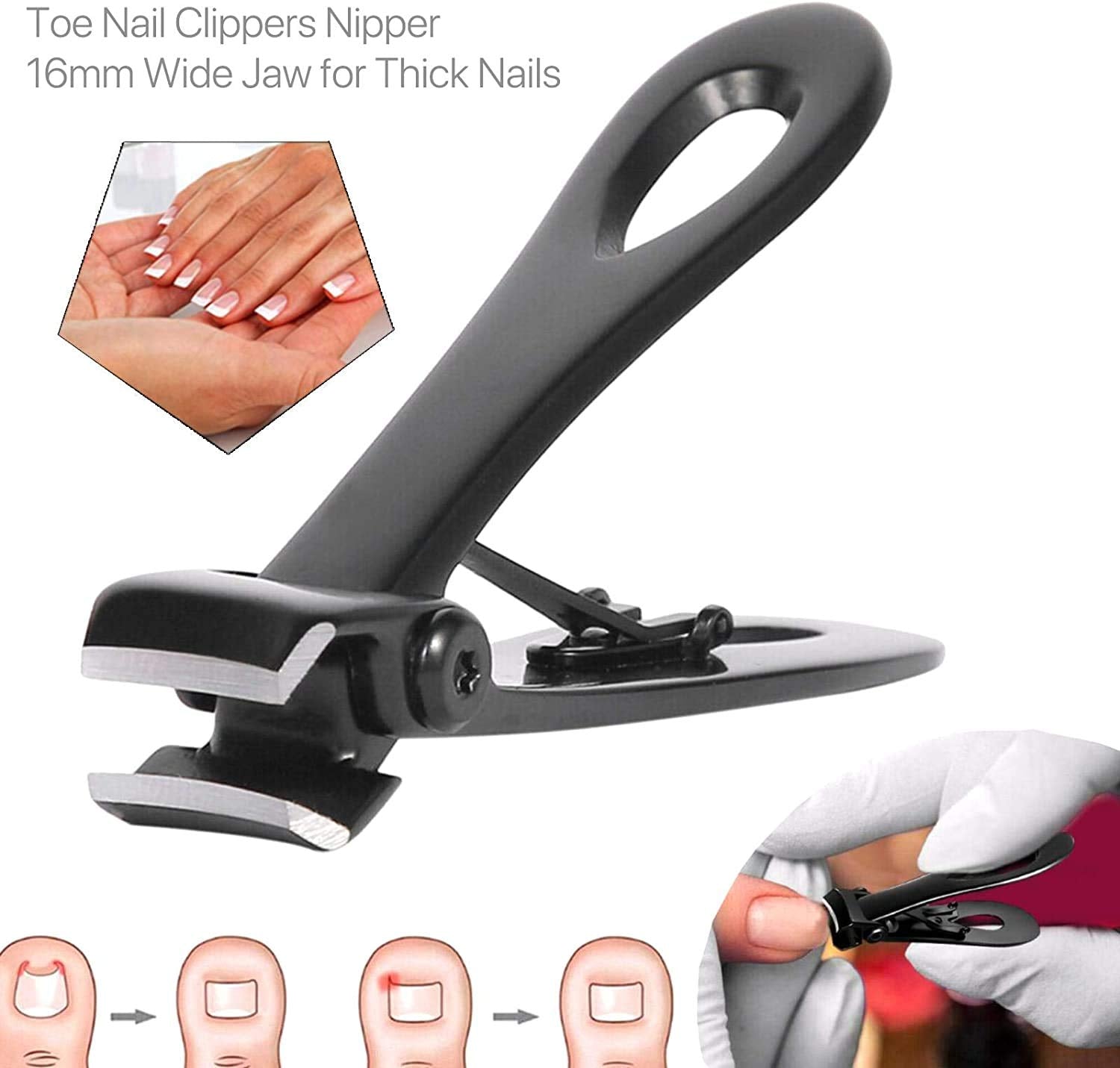 MAYCREATE Nail Cutter for Men Toe Nail Cutter for Thick Nails Cutting Clipper Trimmer for Women Wide-Opening Sharp Jaws Stainless Steel Large Nail Clippers Set with Nail File