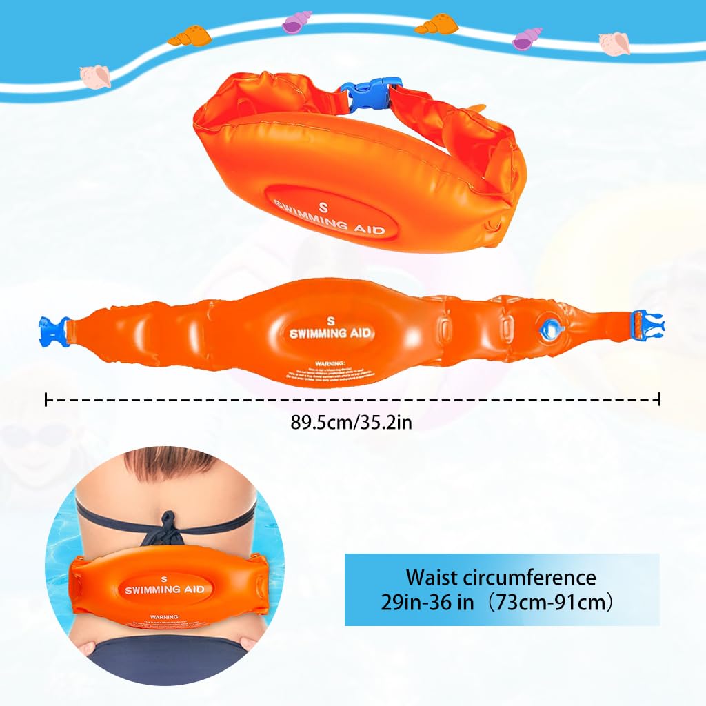 Proberos Pool Float for Adult, Swim Float Belt Inflatable PVC Swim Aid 35 Inches Swimming Float Waistbelt Quick Release Swimming Float, Great for Pool Swimming or Training (S)