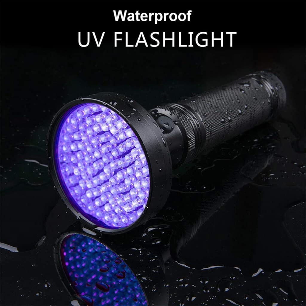 Qpets 100 LEDs UV Torch Light, UV Flashlight Black Light UV Light Torch for Pet Urine Detection, Blacklight Detector for Dog Urine, Pet Stains, Bed Bug on Carpet/Rugs(Without Battary)