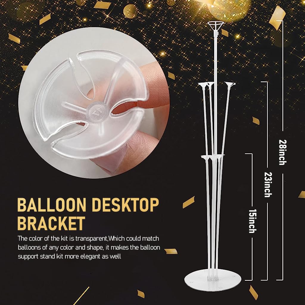 HASTHIP 6Pcs Balloon Stand for Decoration, Balloon Supplies with Dot Stickers Balloon Accessories, Balloon Sticks with Base for Table Birthday Baby Shower Graduation Party Decorations