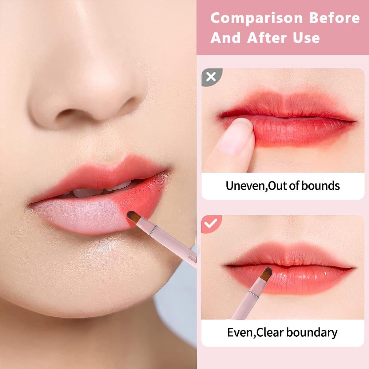 MAYCREATE Retractable Travel Lipstick Brush 2 in 1 Double-ended Lipstick Brush Lip Liner Brush Dustproof Design Versatile Makeup Brush for Lipstick, Lip Balm, Lip Gloss, Concealer
