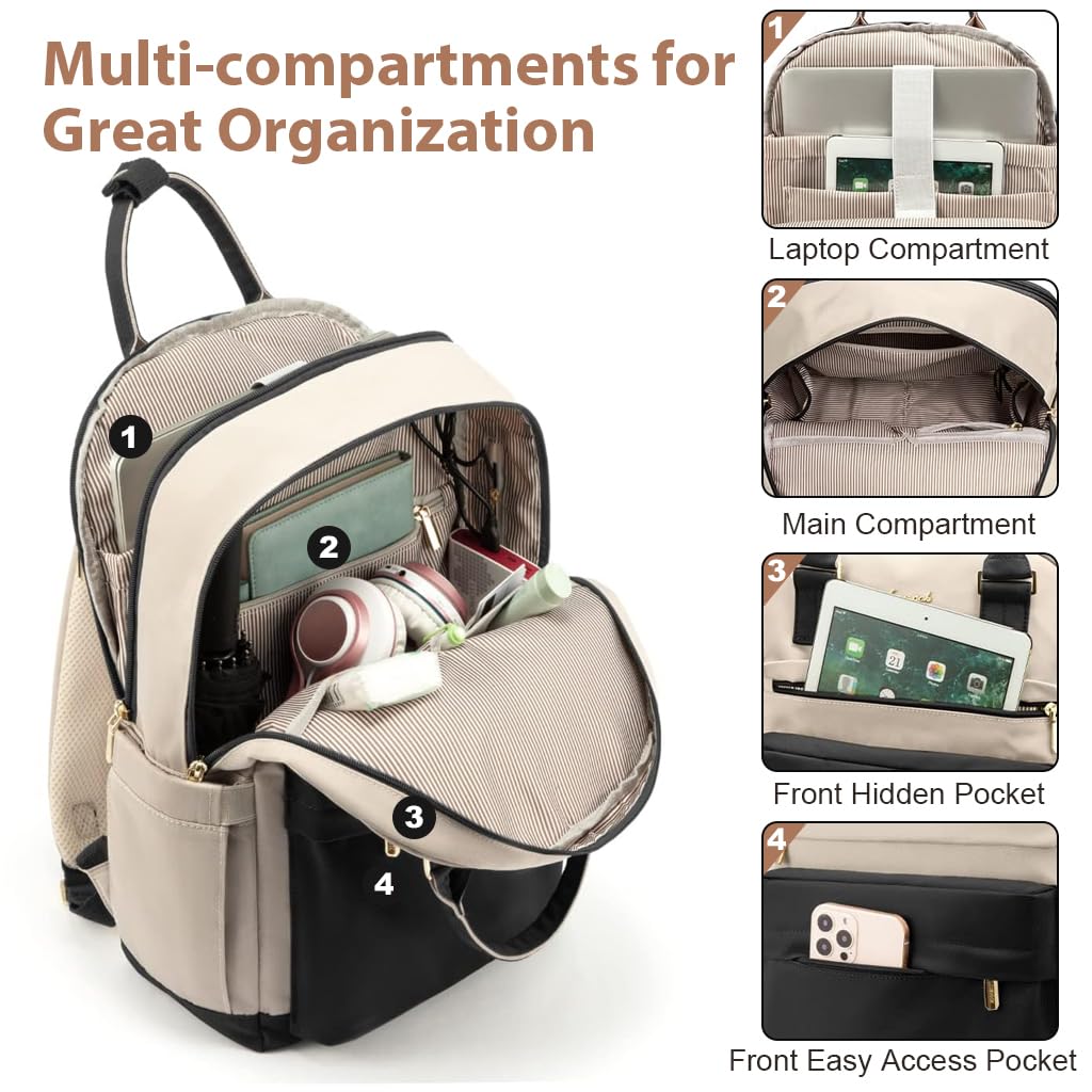 PALAY Laptop Backpack for Women 15.6 Inches Oxford Cloth Laptop Backpack with Handle Travel Backpack Burden Relief Backpack School Backpack Fashion Contrast Color Backpack for Office, School, Travel