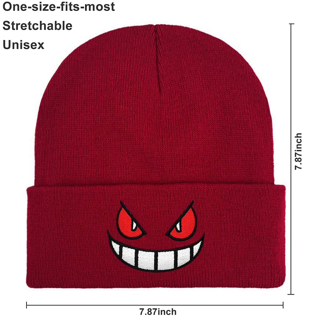 PALAY Winter Warm Beanie Hat Unisex Winter Hat Fashion Print Knitted Hat Caps Stretchy Knitted Hat for Men and Women, Winter Gift Christmas Gift, Black